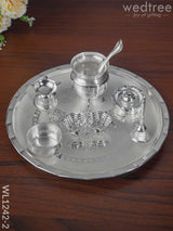 German Silver Pooja Thali Set - 10 Inch Wl1242-2 Utility