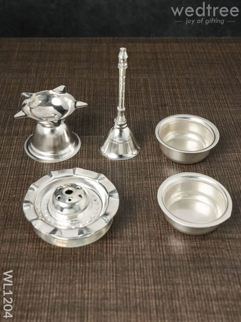 German Silver Pooja Thali Set - Wl1204 Utility