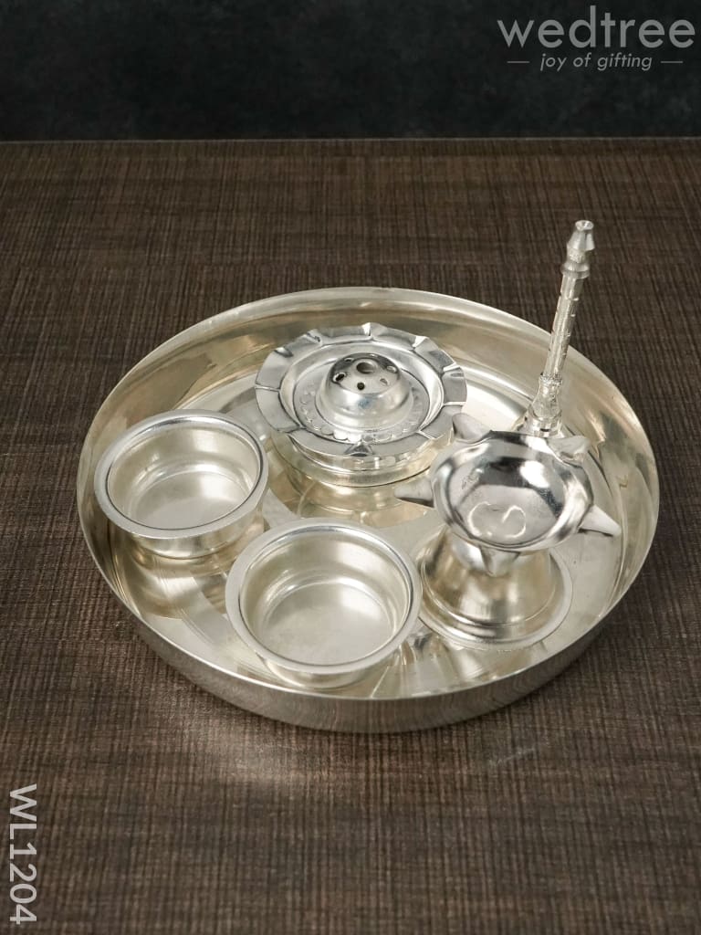 German Silver Pooja Thali Set - Wl1204 Utility