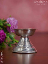 German Silver Round Diya With Stand - Wbg1183 Diyas