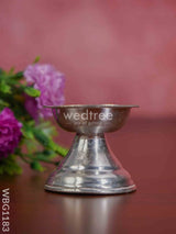 German Silver Round Diya With Stand - Wbg1183 Diyas