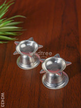 German Silver Star Diya Small ( Set Of 2 ) - W2433 Diyas