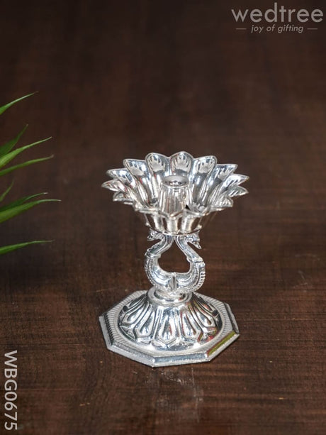 German Silver Sunflower Devadas Diya - Wbg0675 Diyas