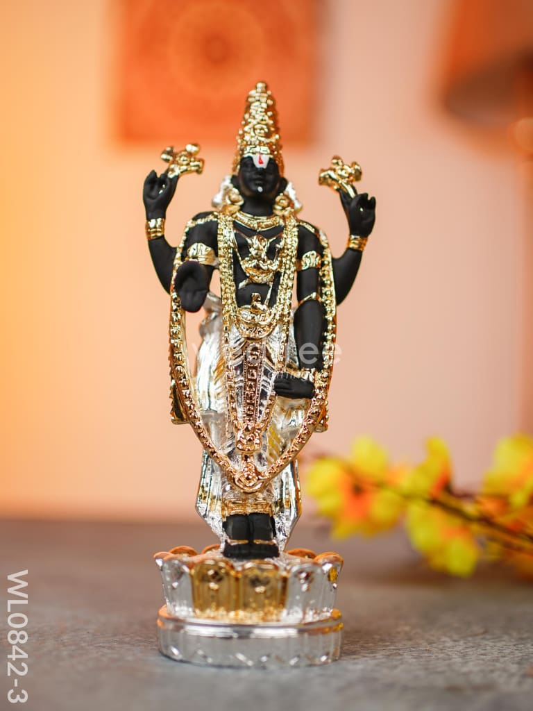 German Silver Tirupathi Balaji Idol Medium - Wl0842 Silver-Gold Finish Figurines