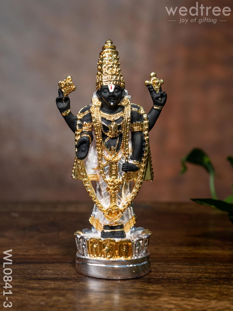 German Silver Tirupathi Balaji Idol Small - Wl0841 And Golden Finish Figurines