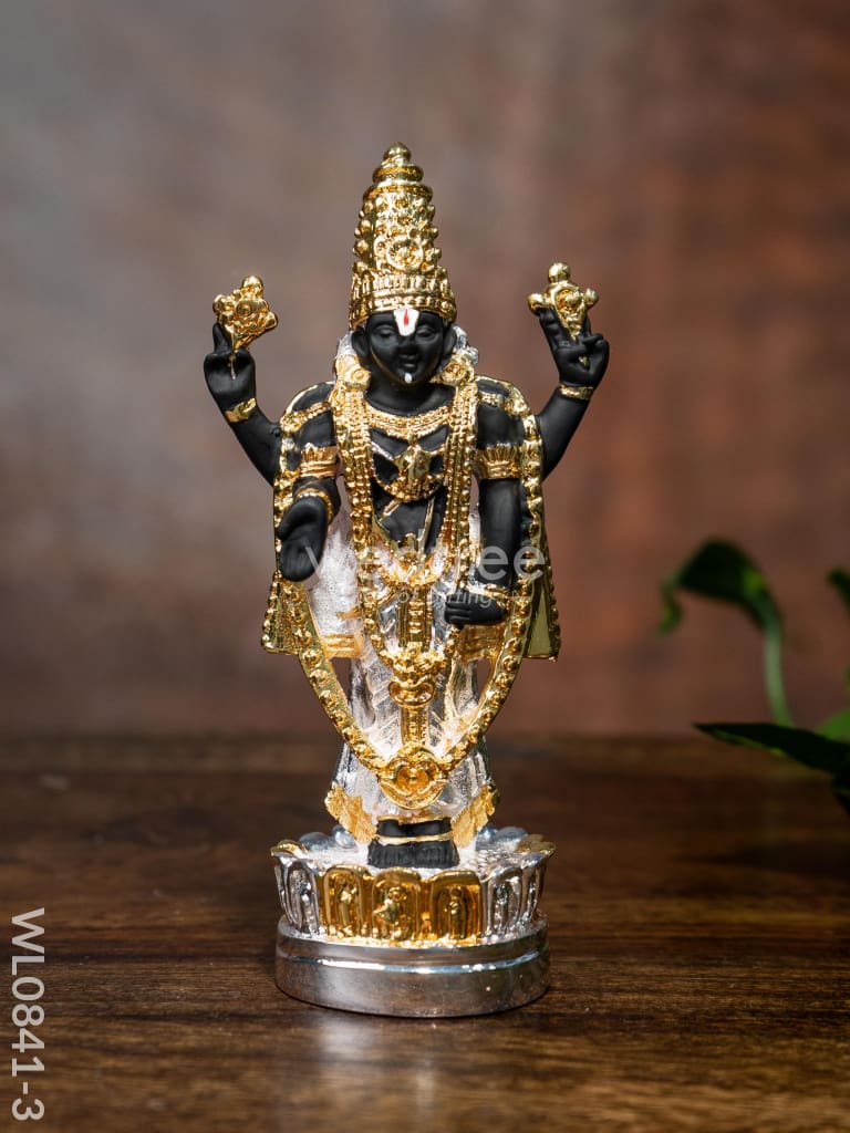 German Silver Tirupathi Balaji Idol Small - Wl0841 And Golden Finish Figurines