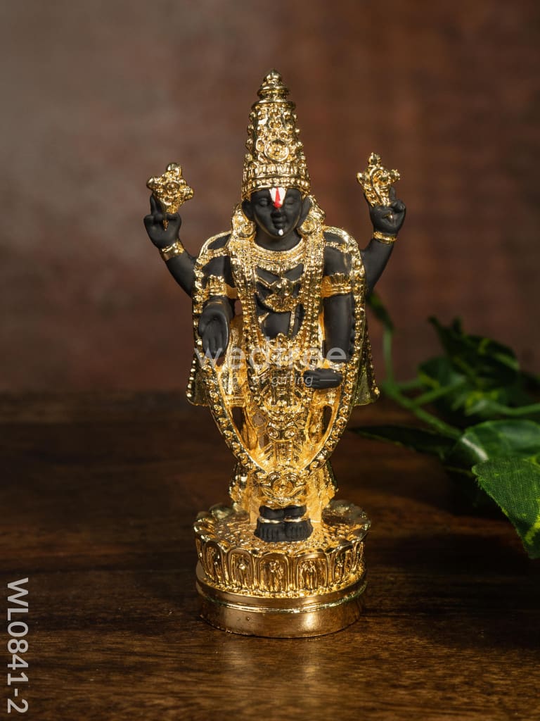 German Silver Tirupathi Balaji Idol Small - Wl0841 Golden Finish Figurines