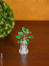 German Silver Tulasi Maadam With Green Leaves - Wbg1257 Pooja Utilities