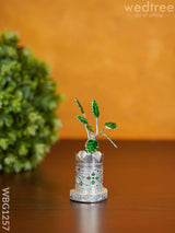 German Silver Tulasi Maadam With Green Leaves - Wbg1257 Pooja Utilities