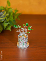 German Silver Tulasi Maadam With Green Leaves - 5 Inch Wl3501 Pooja Utility