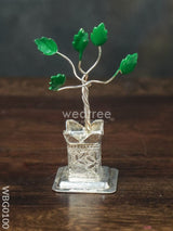 German Silver Tulasi Maadam With Green Leaves - Wbg0100 Pooja Utilities