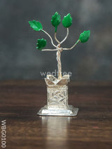 German Silver Tulasi Maadam With Green Leaves - Wbg0100 Pooja Utility Rg