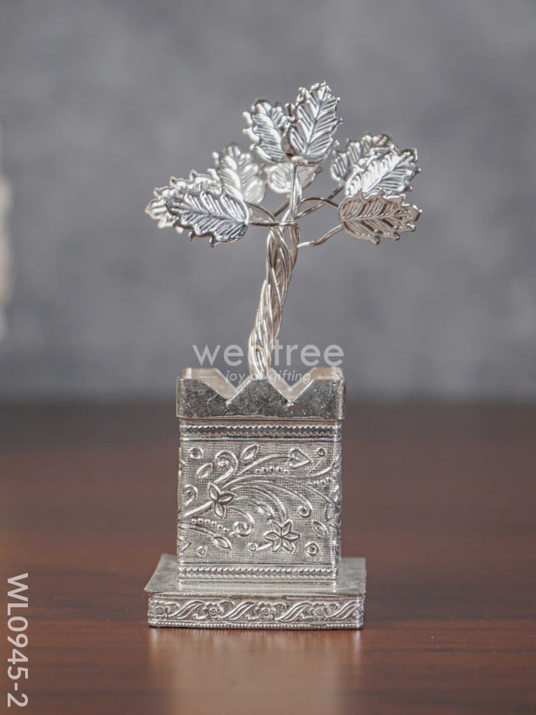 German Silver Tulasi Maadam - Wl0945-1 5 Inch Pooja Utility