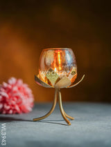 Glass Candle Holder On Lotus Stand - Wl3943 Candles & Votives