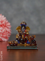 Glass Sitting Ganesha Idol With Rat - Wl2473 Decor