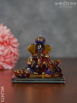 Glass Sitting Ganesha Idol With Rat - Wl2473 Decor