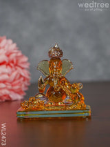 Glass Sitting Ganesha Idol With Rat - Wl2473 Decor