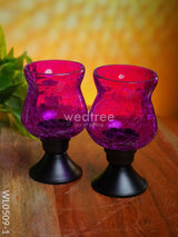 Glass Vase T Light Holder 5 Inches - (Set Of 2) Wl0509 Candles And Votives