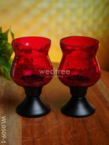 Glass Vase T Light Holder 5 Inches - (Set Of 2) Wl0509 Candles And Votives