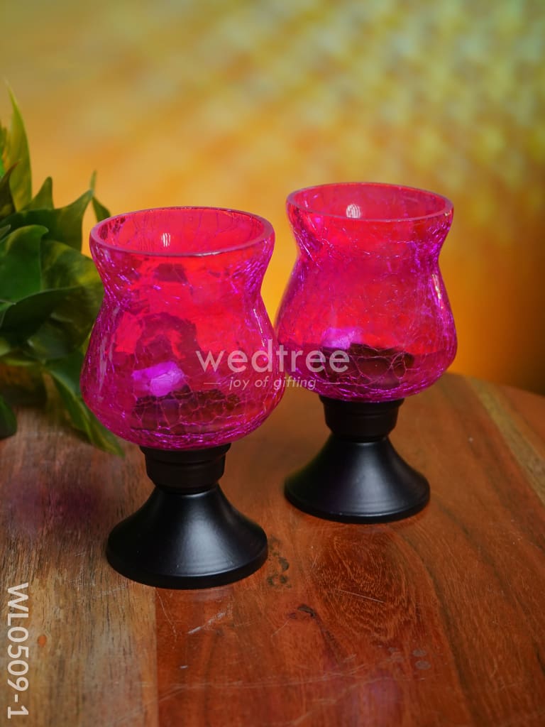 Glass Vase T Light Holder 5 Inches - (Set Of 2) Wl0509 Candles And Votives