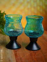 Glass Vase T Light Holder 5 Inches - (Set Of 2) Wl0509 Candles And Votives