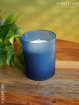 Glossy Glass With Scented Soy Wax Candle - Wl0499 Blue Candles And Votives