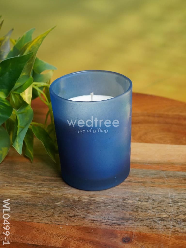 Glossy Glass With Scented Soy Wax Candle - Wl0499 Blue Candles And Votives