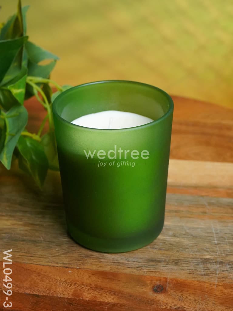 Glossy Glass With Scented Soy Wax Candle - Wl0499 Green Candles And Votives