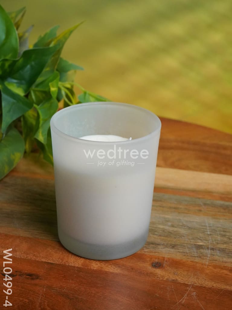 Glossy Glass With Scented Soy Wax Candle - Wl0499 White Candles And Votives