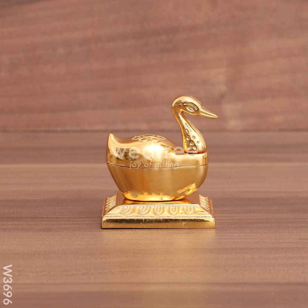 Gold Duck Kumkum Holder With Stand - W3696 Kum Holders