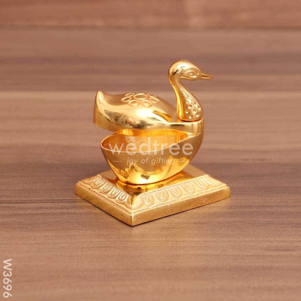 Gold Duck Kumkum Holder With Stand - W3696 Kum Holders