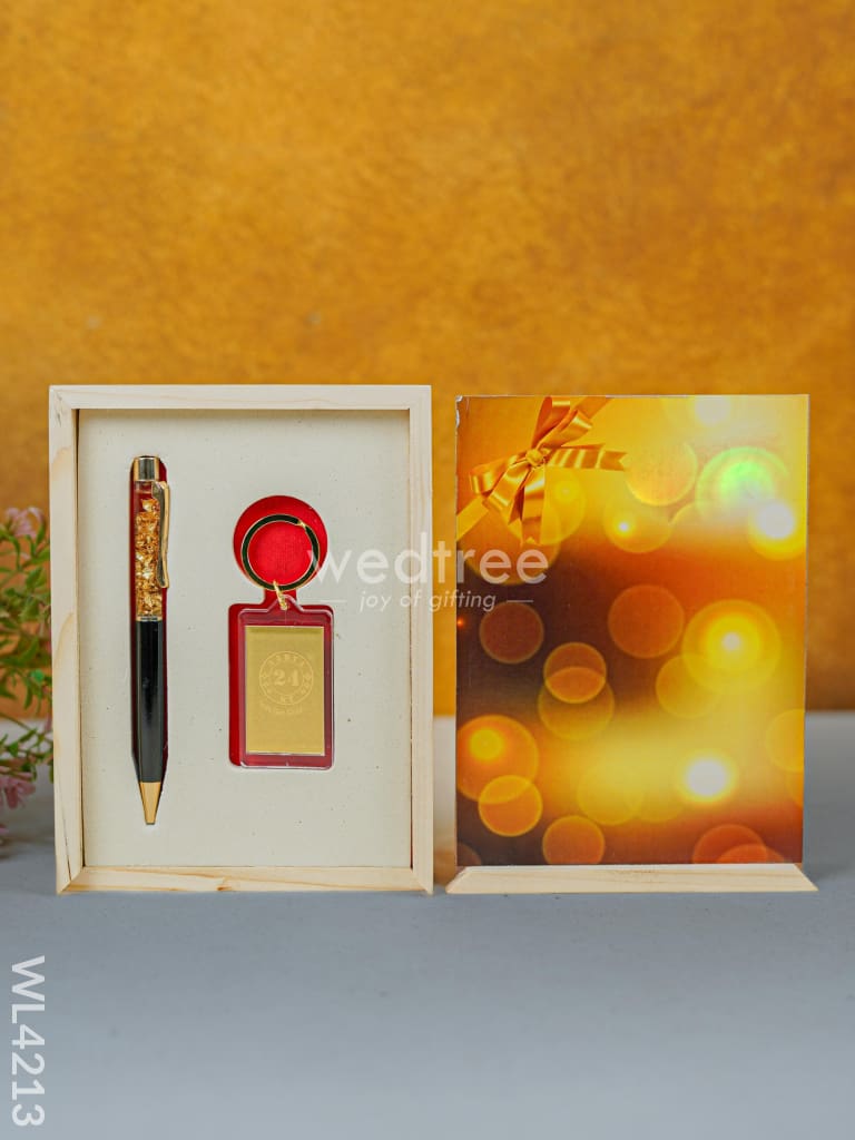 Gold Foil Pen And Keychain Set - Wl4213 Plated