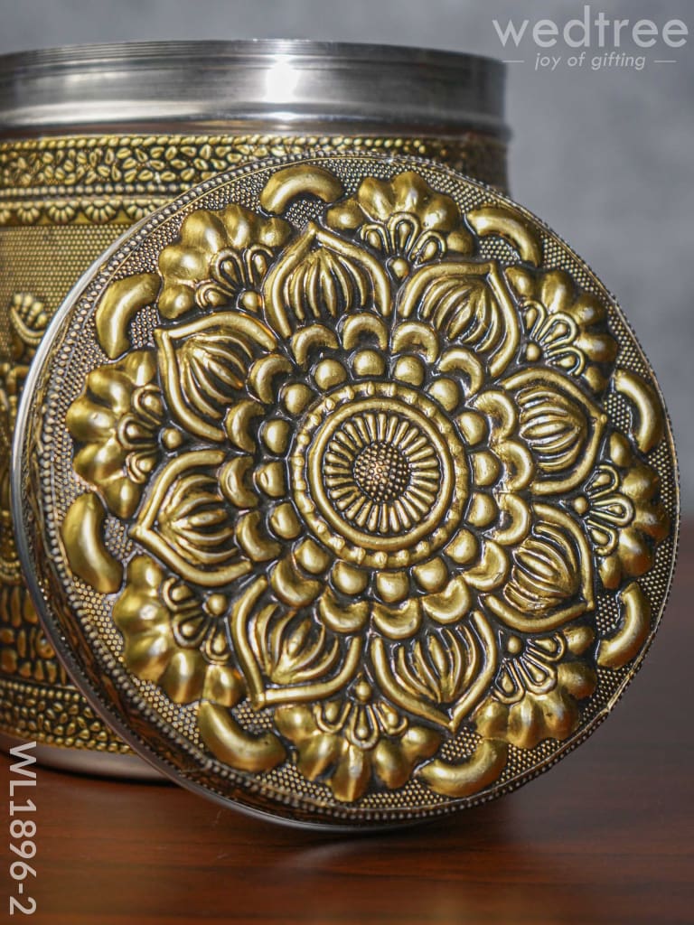 Gold Oxidised Dabba - Wl1896-2 Containers