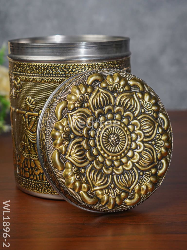 Gold Oxidised Dabba - Wl1896-2 Containers