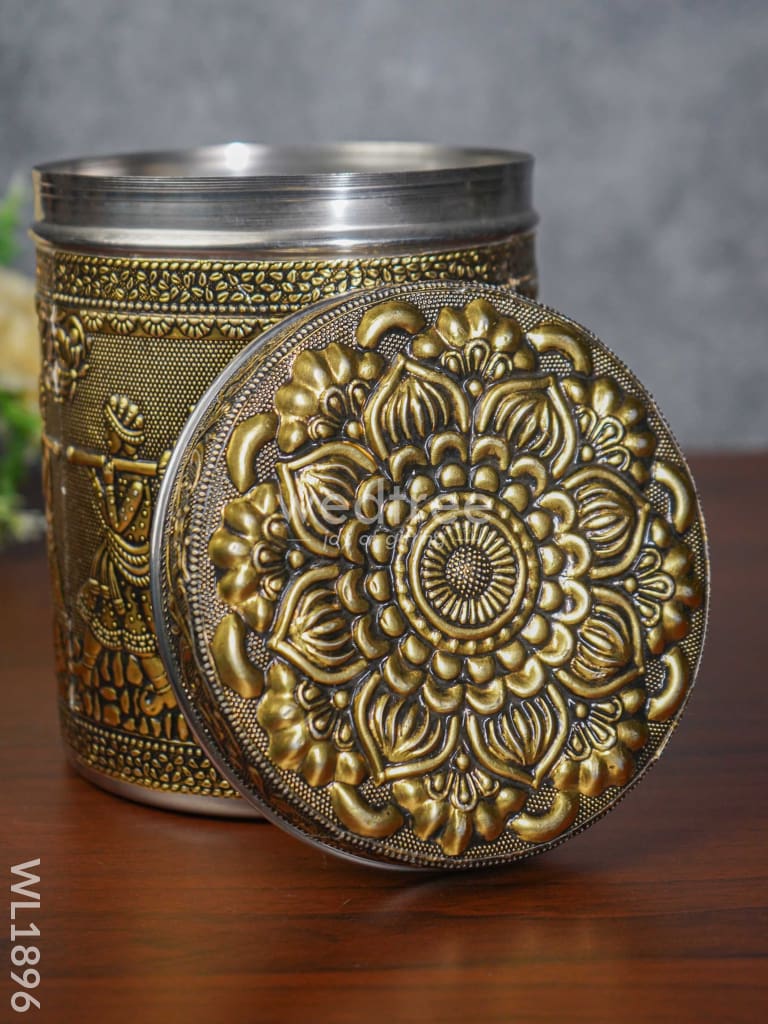 Gold Oxidised Dabba - Wl1896-2 Containers