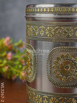 Gold Oxidized Dabba - 7 Inch Wl3267-2 Meenakari Containers