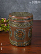 Gold Oxidized Dabba - 7 Inch Wl3267-1 Meenakari Containers