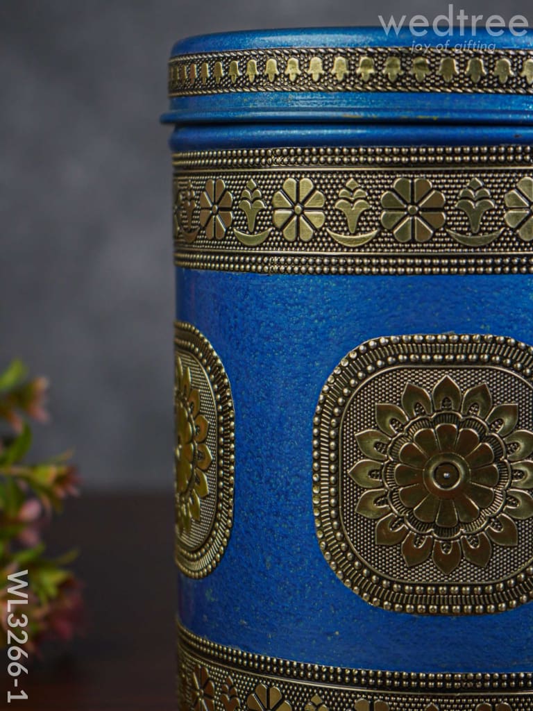 Gold Oxidized Dabba - Wl3266-1 Meenakari Containers