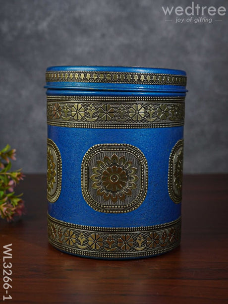 Gold Oxidized Dabba - Wl3266-1 Meenakari Containers