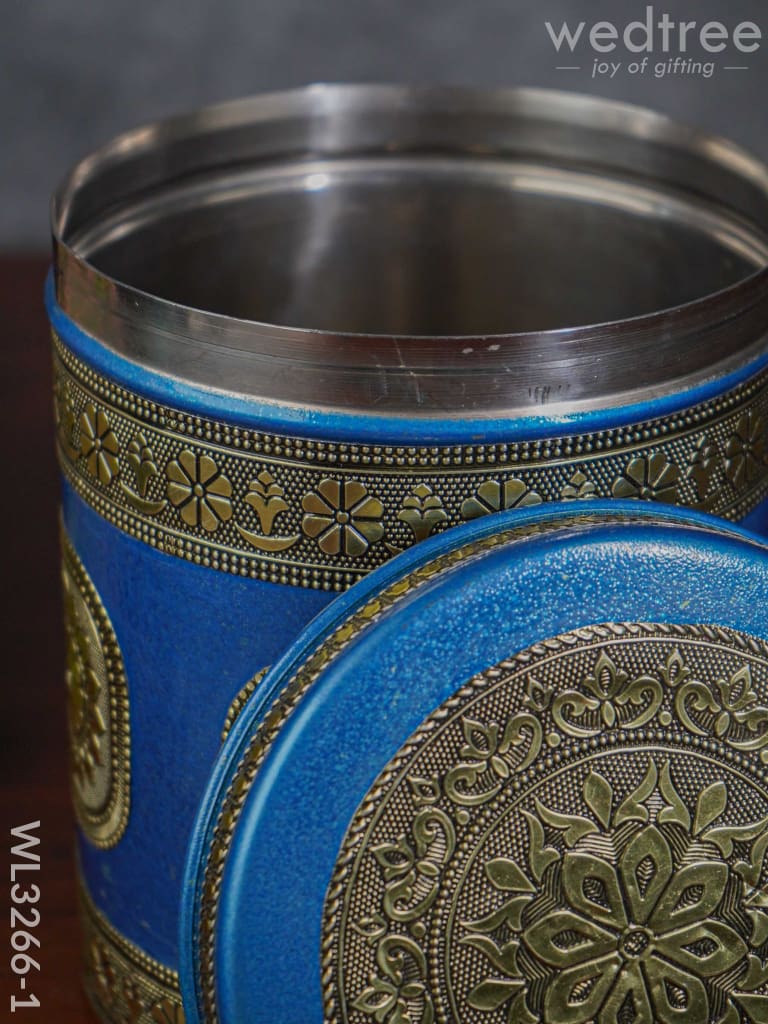 Gold Oxidized Dabba - Wl3266-1 Meenakari Containers