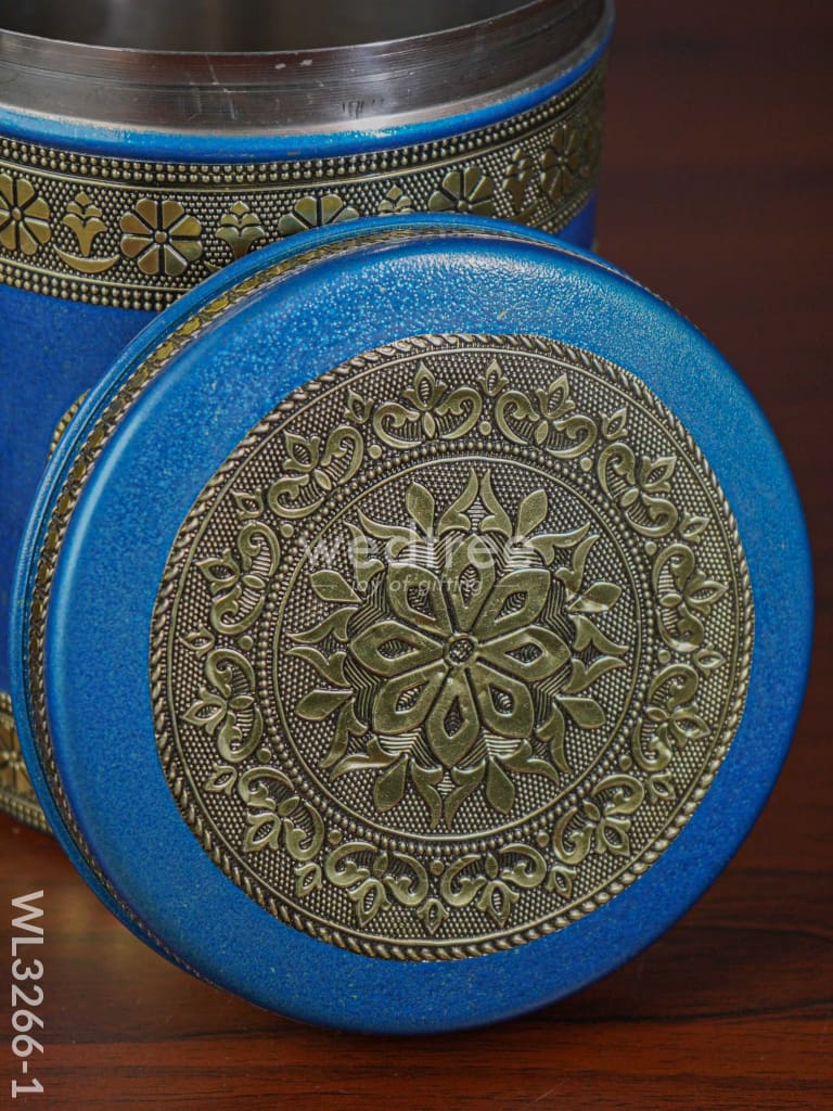 Gold Oxidized Dabba - Wl3266-1 Meenakari Containers