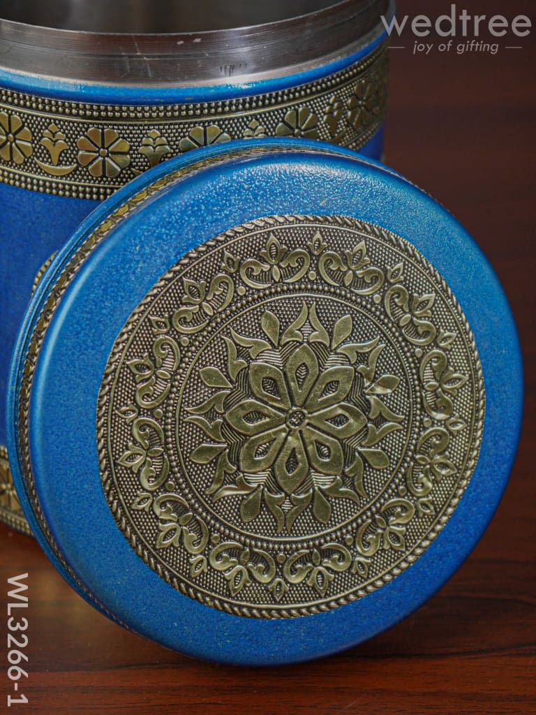 Gold Oxidized Dabba - Wl3266-1 Meenakari Containers