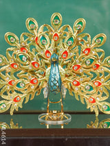 Gold Peacock Enamel In Acrylic Cabinet - Wl4614 Plated