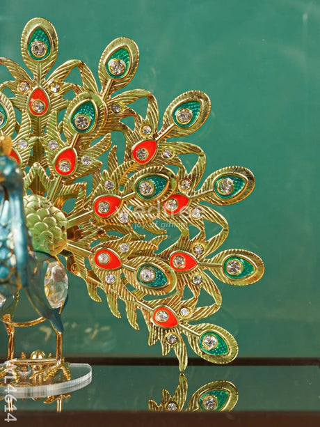 Gold Peacock Enamel In Acrylic Cabinet - Wl4614 Plated