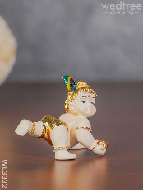 Resin Gold Plated Laddu Gopal - Wl3332 Dolls