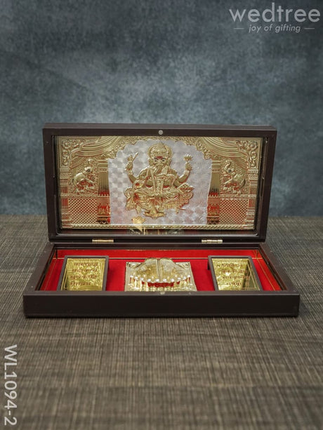 Gold Plated Prayer Box Large - Wl1094 Ganesha Paduka