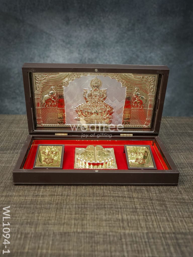 Gold Plated Prayer Box Large - Wl1094 Lakshmi Paduka