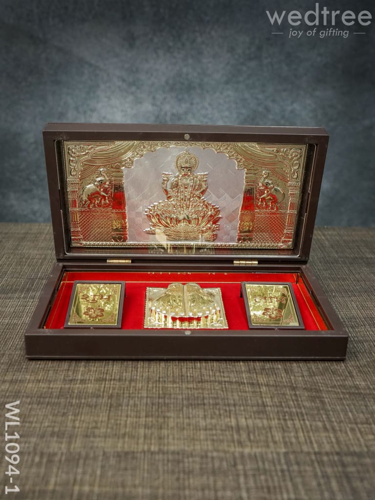 Gold Plated Prayer Box Large - Wl1094 Lakshmi Paduka