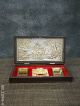 Gold Plated Prayer Box Large - Wl1094 Radhekrishna With Cow Paduka