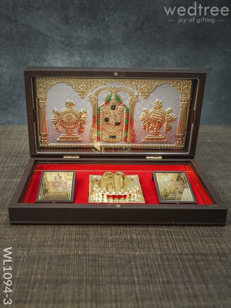 Gold Plated Prayer Box Large - Wl1094 Tirupathi Balaji Paduka